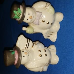 Vintage Lennox snowmen salt and pepper shakers